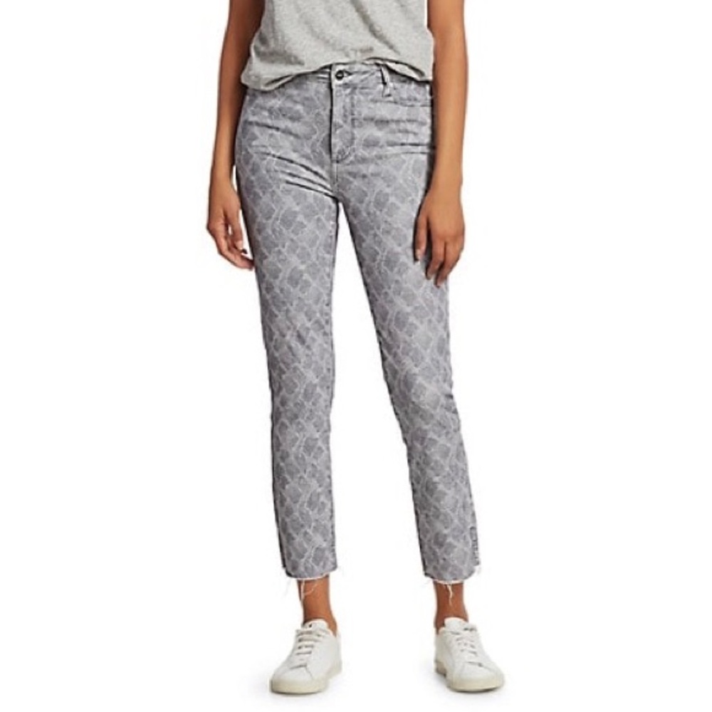 Paige Womens Hoxton Slim High Rise Jeans Periscope Viper Snake Raw Hem size 26